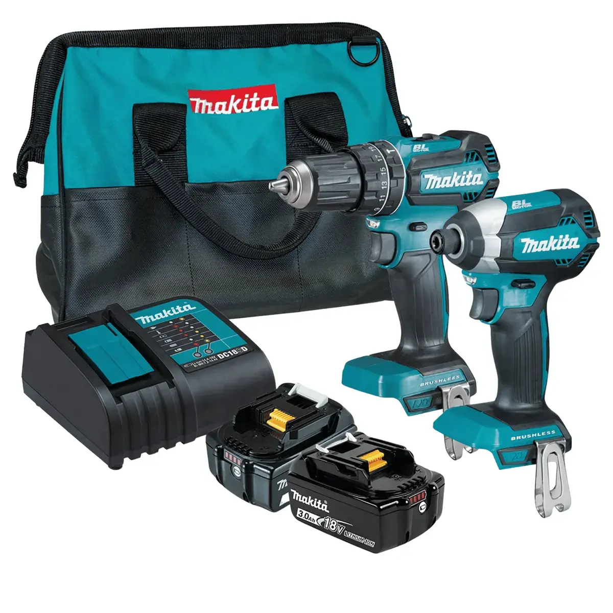 dhp458+dctd153 TALADRO DHP485 + ATOR IMPACTO DTD153Z + 2 BATE + CARG DLX2283S MAKITA - Imagen 1
