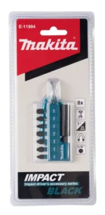 Set de puntas 8u (PH1, 2PH2, PH3, PZ1, PZ2, PZ3, Porta punta) Impact black E-11994 Makita